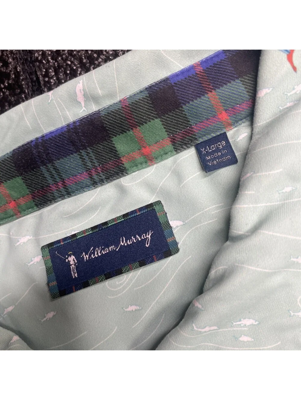 William Murray Golf Polo Shirt Light Green Scuba Fishing Print Men's Size XL